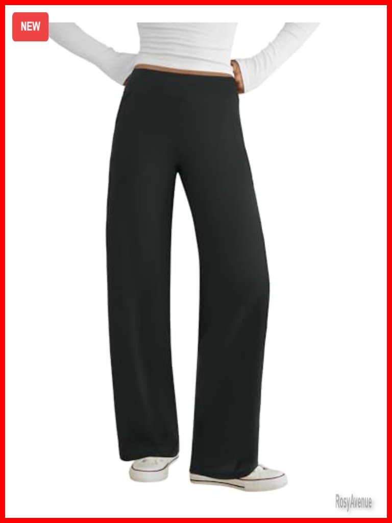 Wide Leg Yoga Pants With Pockets Stretch Dress Work Pants Casual Lounge